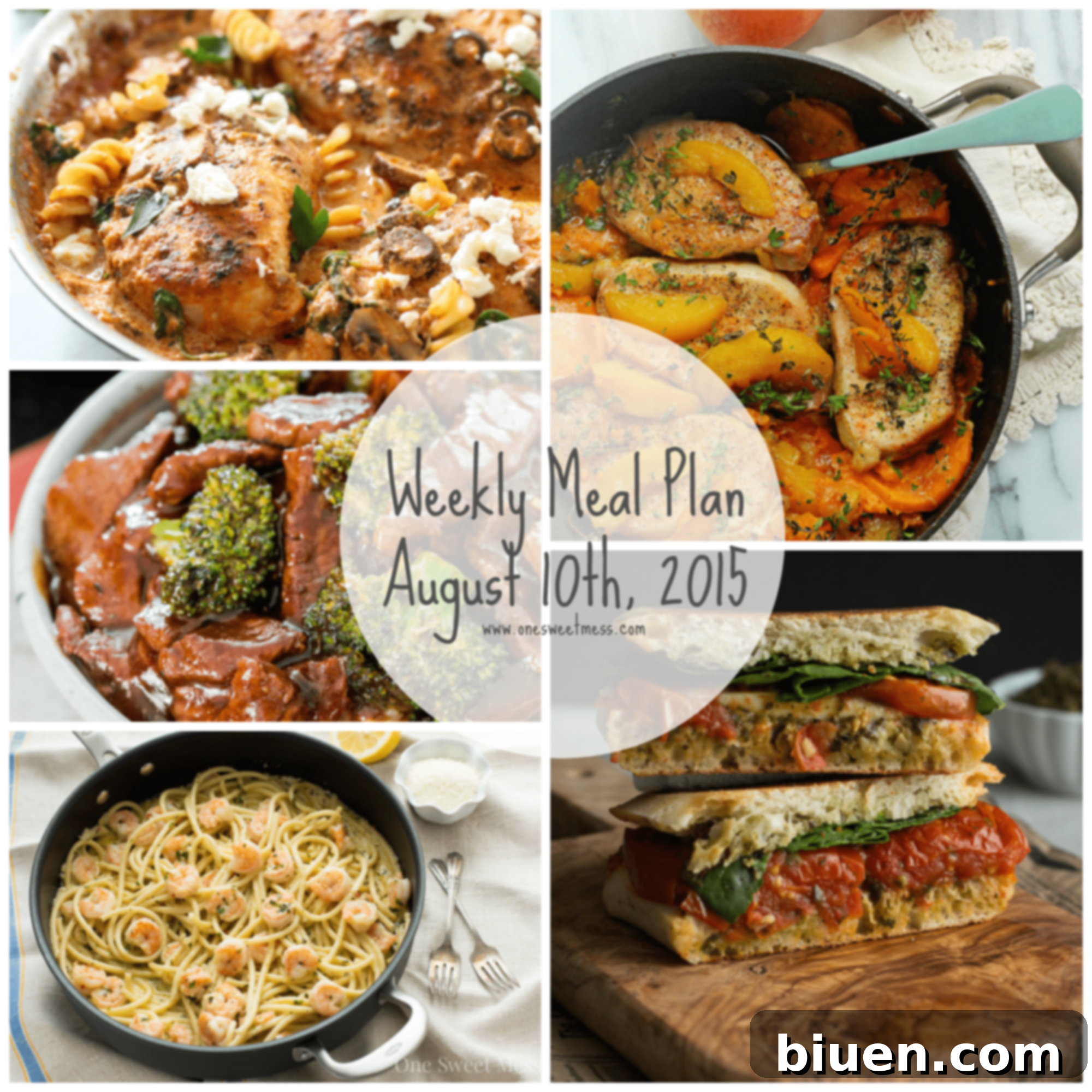 Week August 10 2015 Meal Plan  + Grocery List