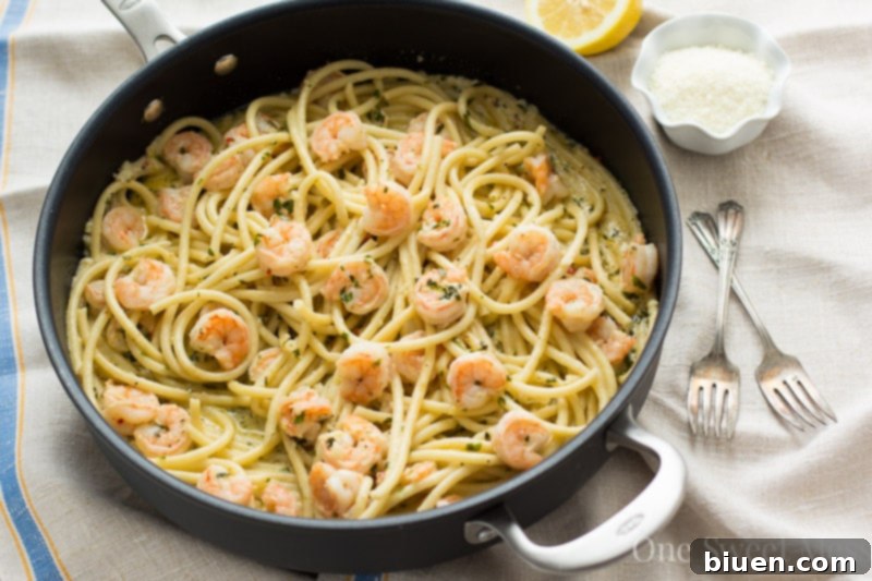 15-Minute Shrimp Linguine with Lemon Butter Cream Sauce