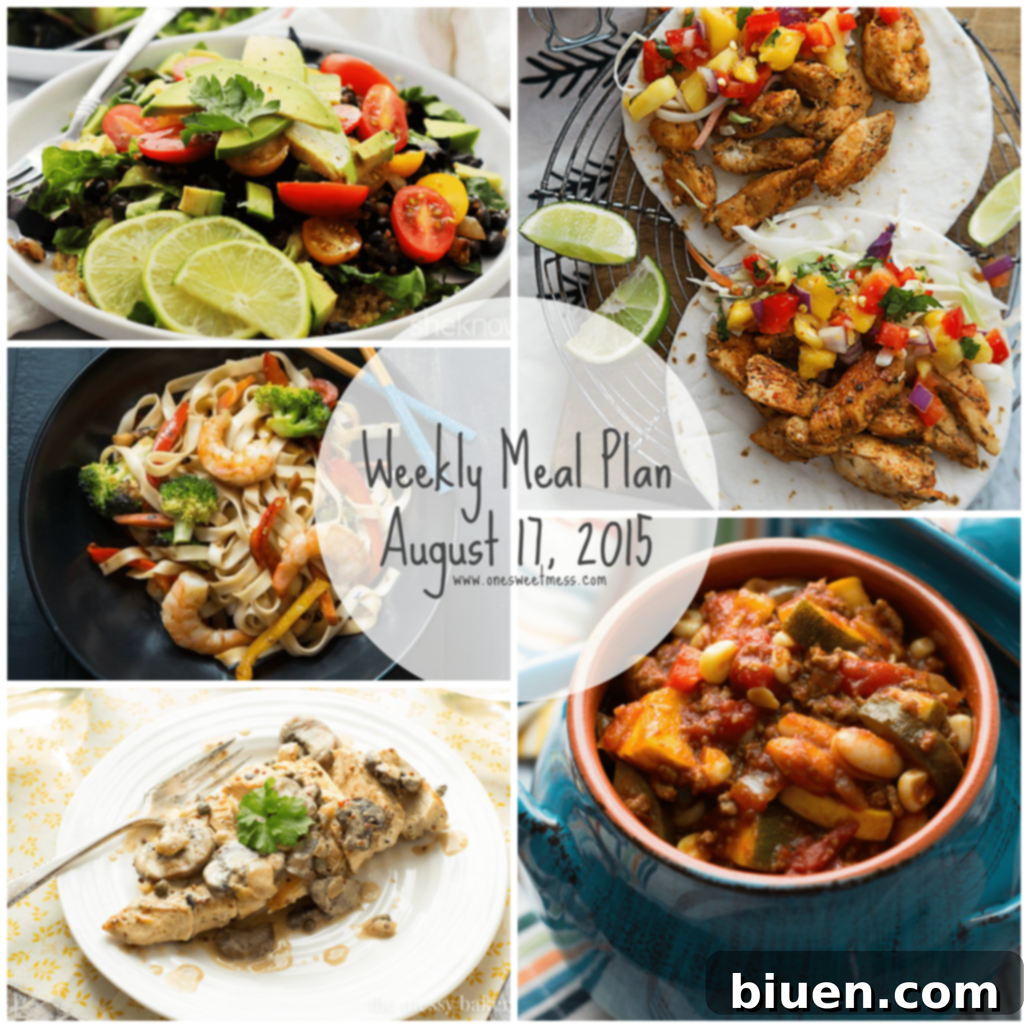 Week of August 17, 2015 Meal Plan with Printable Menu + Grocery List