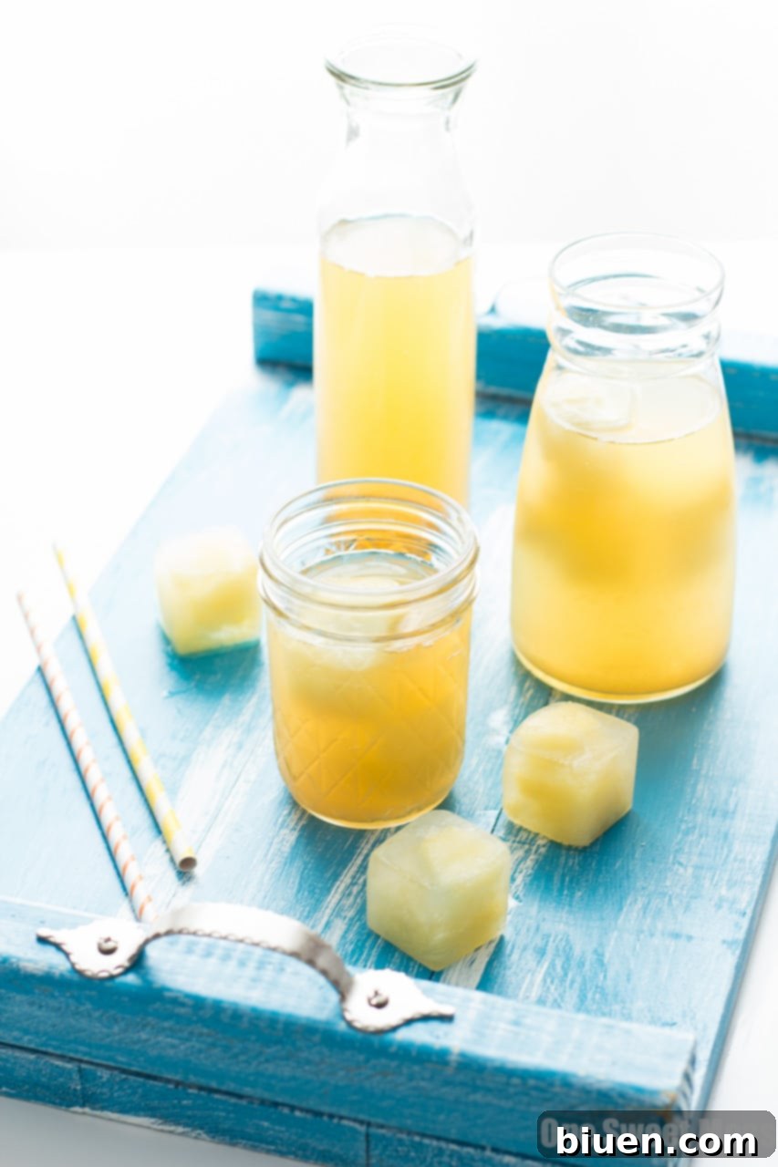Refreshing Pineapple Green Tea in a pitcher