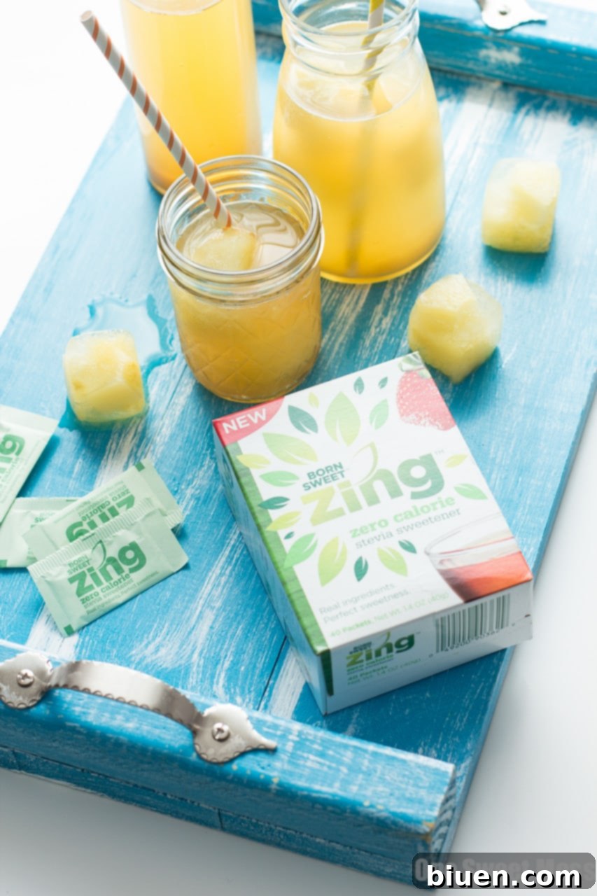 Pouring Pineapple Green Tea into a glass