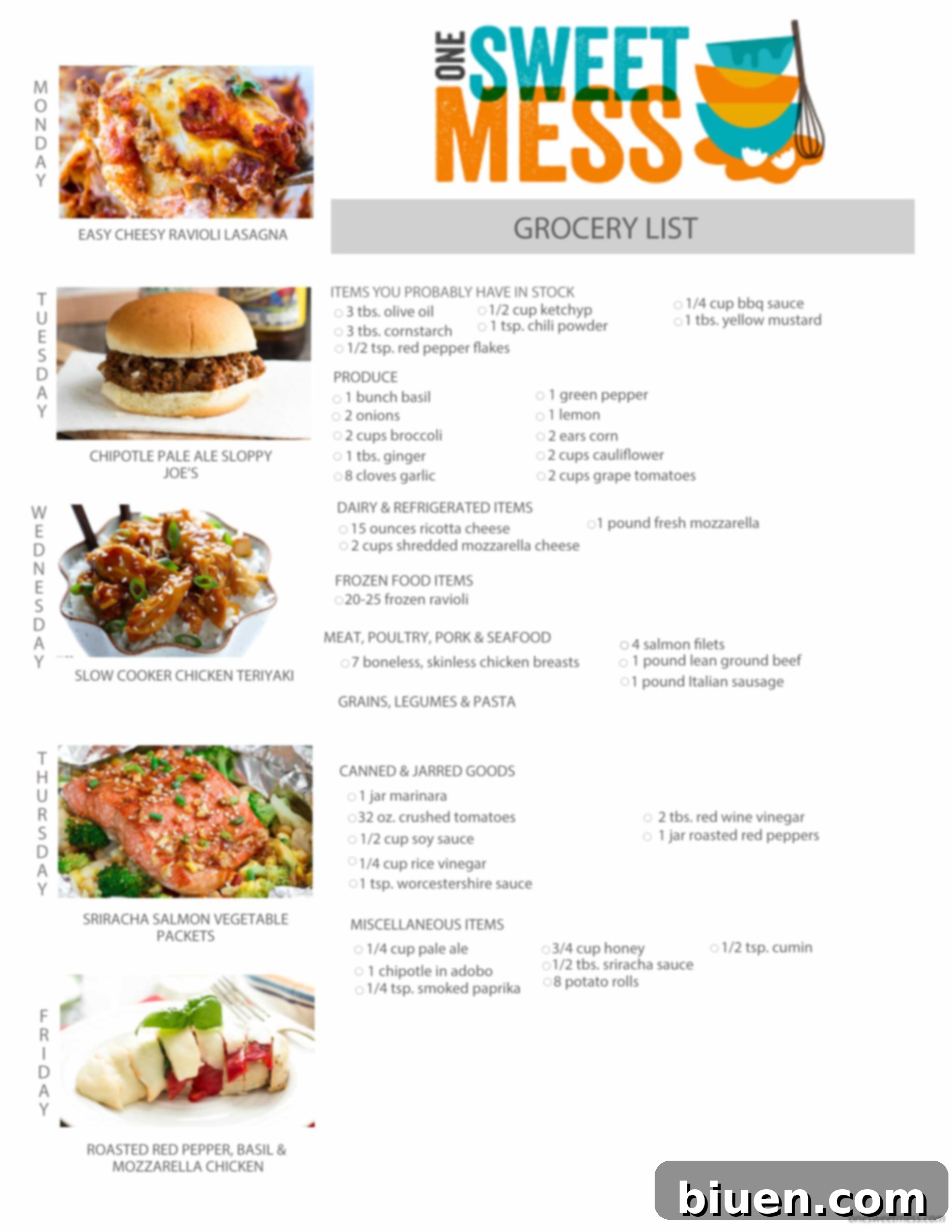 Your Week's Flavor Journey: August 24th Meal Plan 8 Weekly Meal Plan | August 24th, 2015 with Printable Menu + Grocery List
