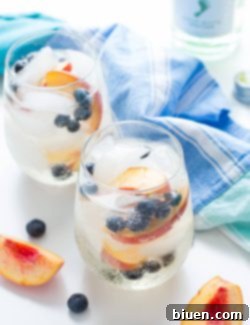 A pitcher of delicious Blueberry Peach Sangria