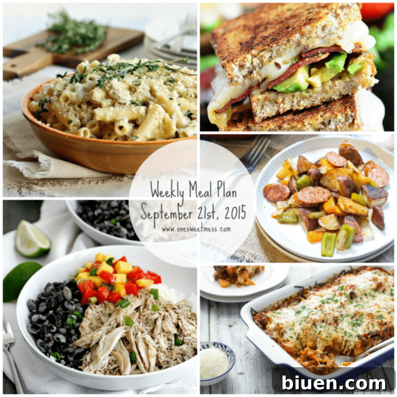 Weekly Recipe Ideas September 21st 2 Week of September 21st, 2015 Meal Plan + Printable Grocery List