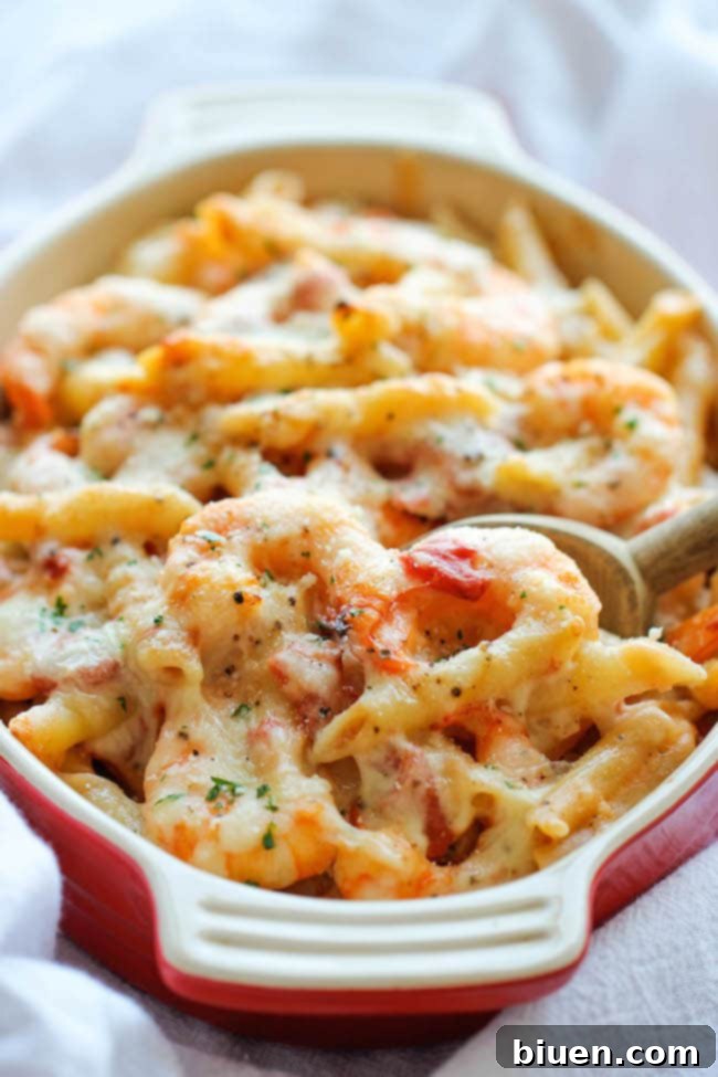 Shrimp Alfredo Pasta Bake