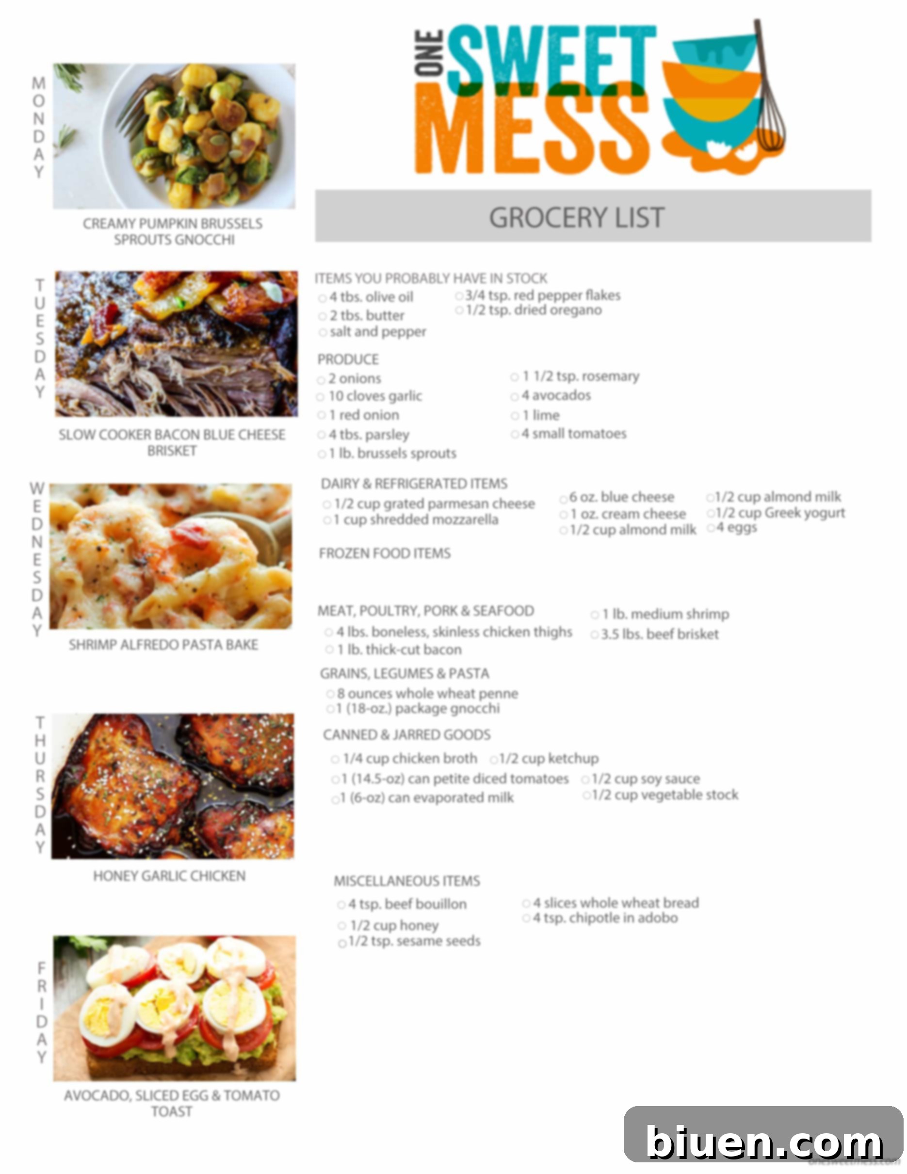 Weekly Mel Plan + Printable Grocery List | October 26th, 2015