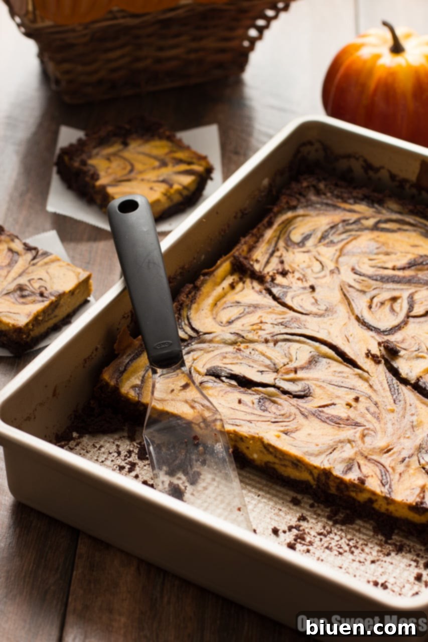 Pumpkin Cheesecake Swirl Brownies, a perfect fall dessert