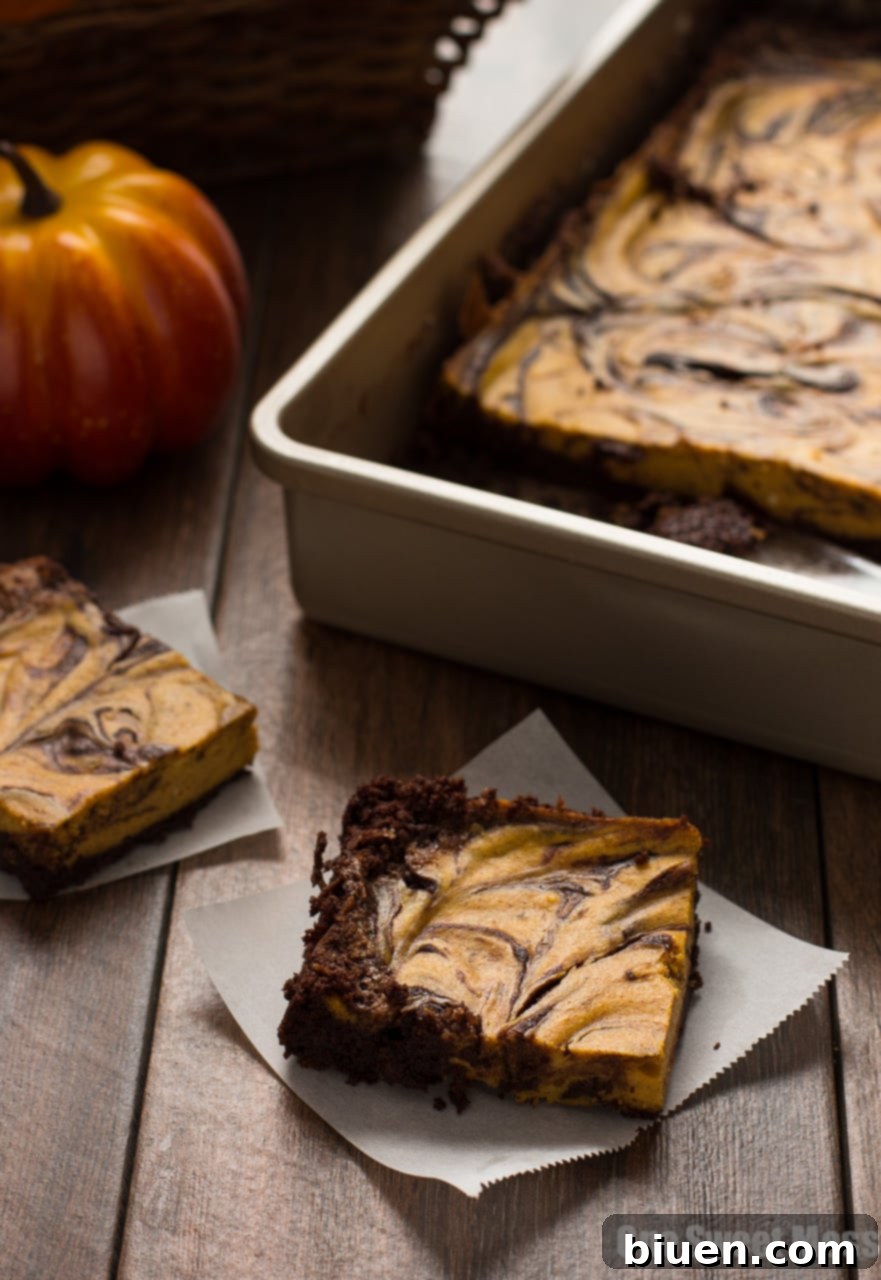 OXO Non-Stick Pro Cake Pan with freshly baked Pumpkin Cheesecake Swirl Brownies