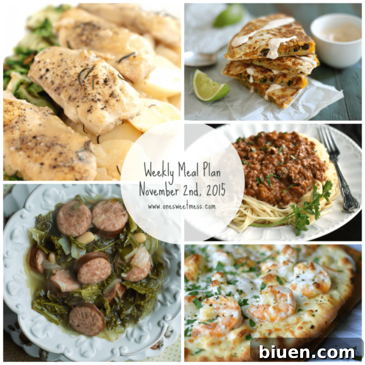 Weekly Meal Plan + Printable Grocery List | Week of November 2nd, 2015