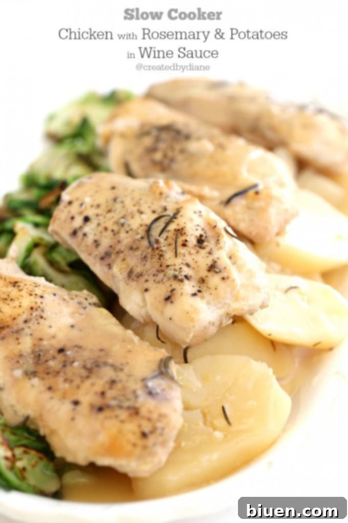 Slow Cooker Chicken with Rosemary and Potatoes in Wine Sauce