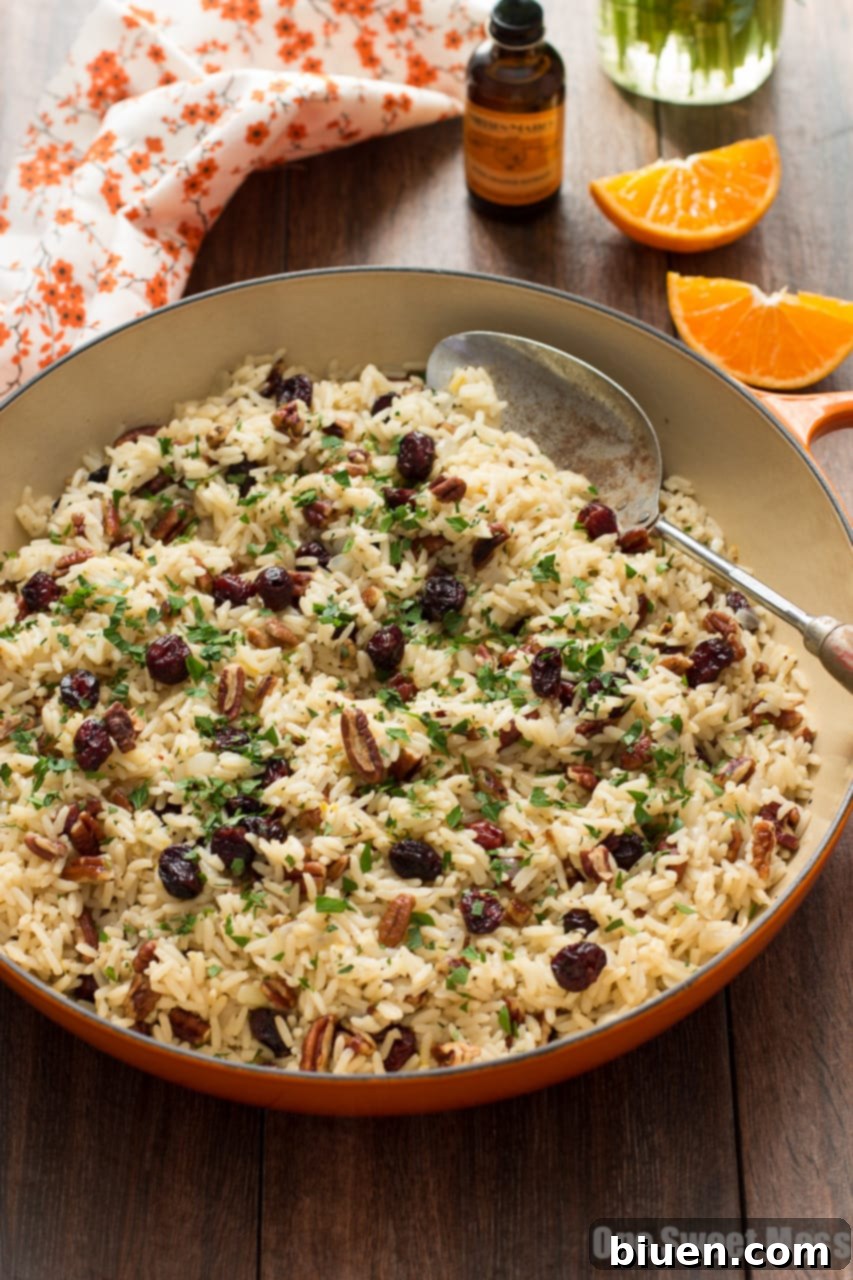 Citrus-Kissed Cranberry Rice Pilaf 8 Cranberry-Orange Rice Pilaf with Toasted Pecans - A festive and flavorful holiday side dish