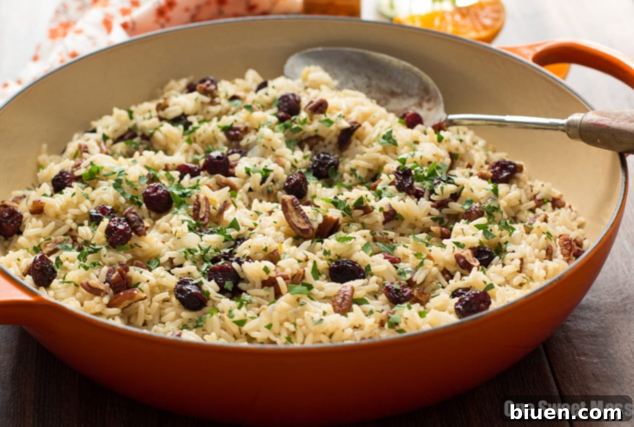 Citrus-Kissed Cranberry Rice Pilaf 4 Cranberry-Orange Rice Pilaf with Toasted Pecans - A bowl full of deliciousness