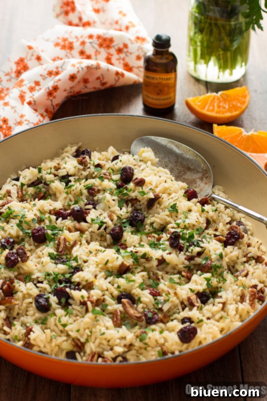 Citrus-Kissed Cranberry Rice Pilaf 7 Cranberry-Orange Rice Pilaf with Toasted Pecans - Serving idea