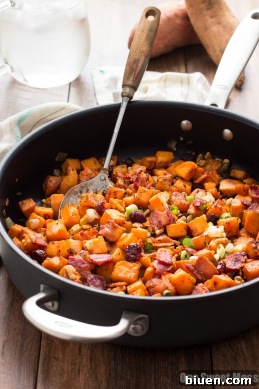 Cranberry-Walnut Sweet Potato Hash, a vibrant and flavorful side dish
