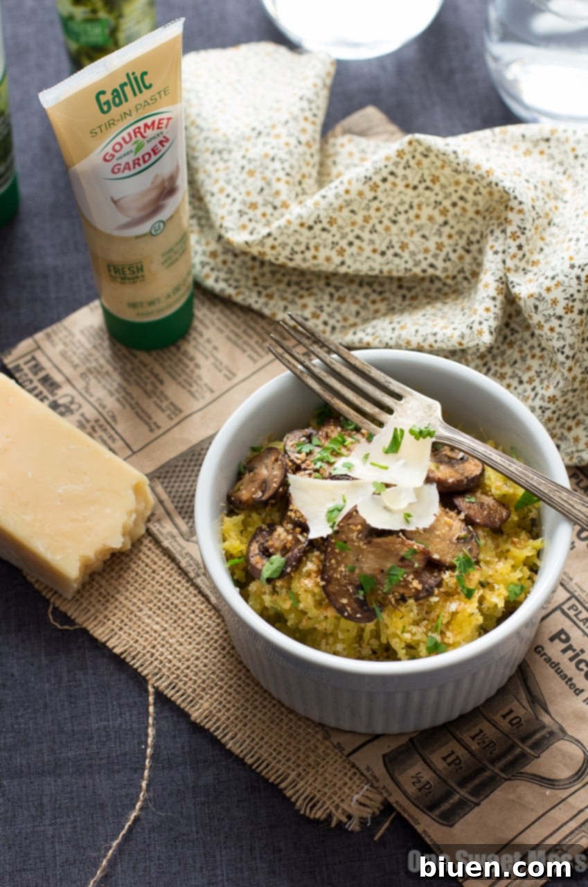 Wholesome Garlic and Herb Spaghetti Squash with Mushrooms 2 Garlic & Herb Spaghetti Squash with Mushrooms