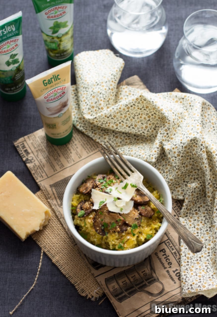 Wholesome Garlic and Herb Spaghetti Squash with Mushrooms 3 Garlic & Herb Spaghetti Squash with Mushrooms