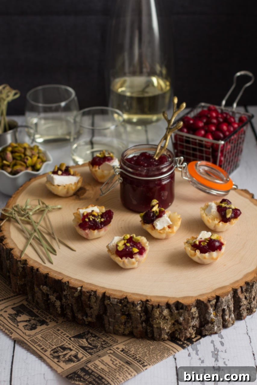 Cranberry, Brie & Toasted Pistachio Phyllo Cups