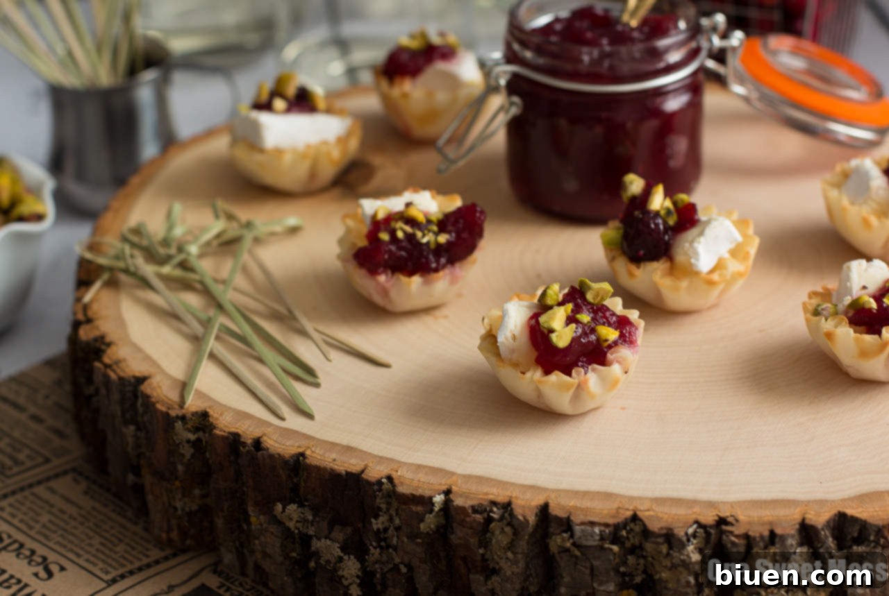 Cranberry, Brie & Toasted Pistachio Phyllo Cups