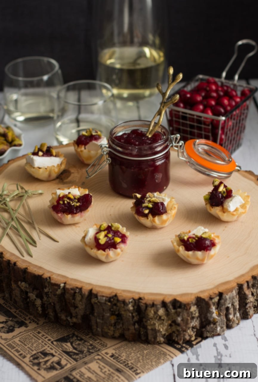 Cranberry, Brie & Toasted Pistachio Phyllo Cups