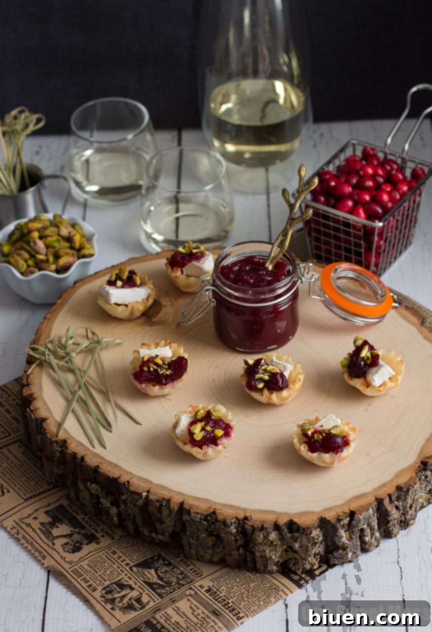 Cranberry, Brie & Toasted Pistachio Phyllo Cups